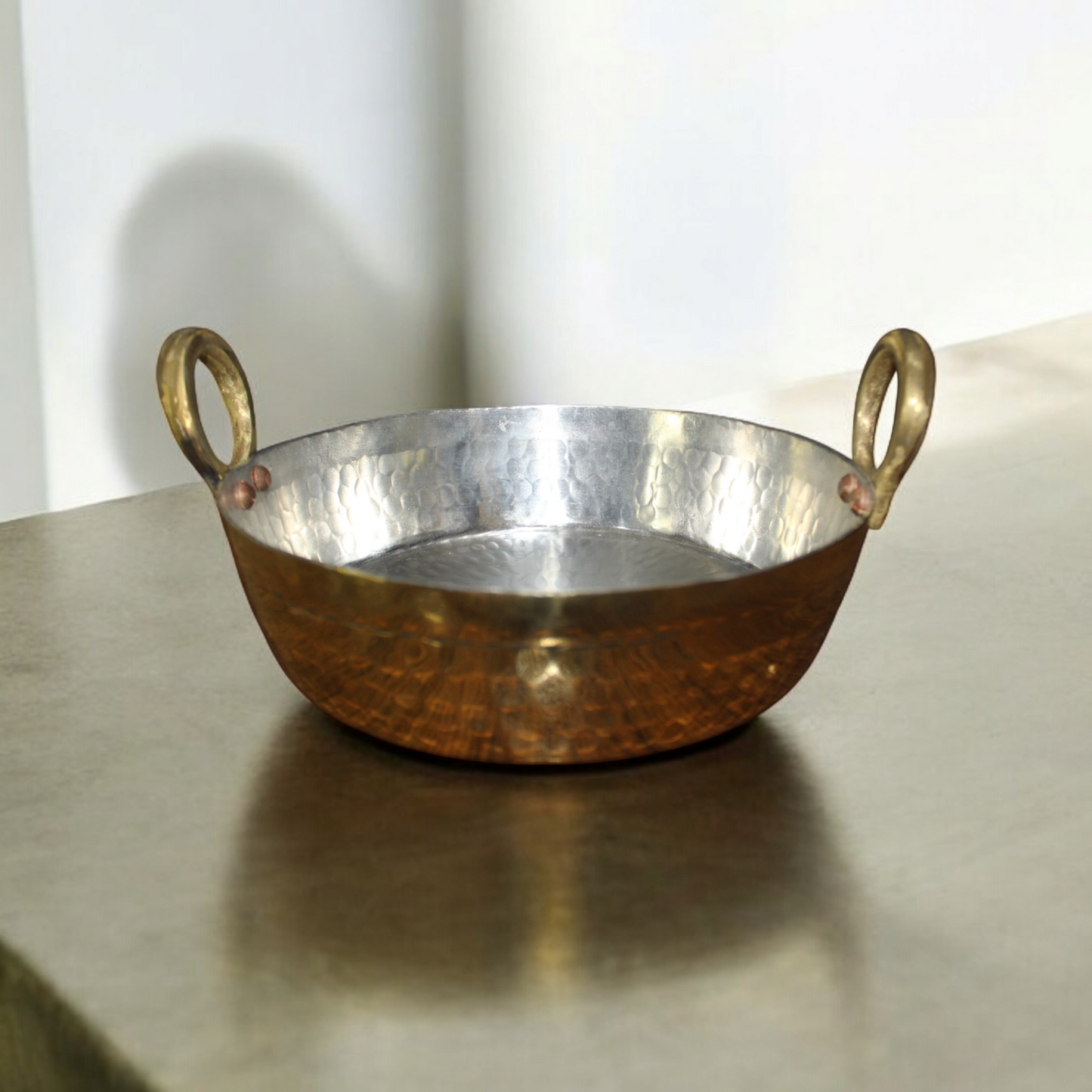 Brass kadhai (flat base with handle)