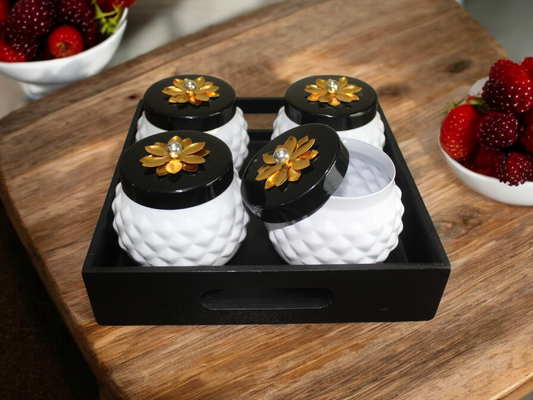 Wooden Tray with 4 Jars - UTENSIO-THE CHOICE OF ARTISANS