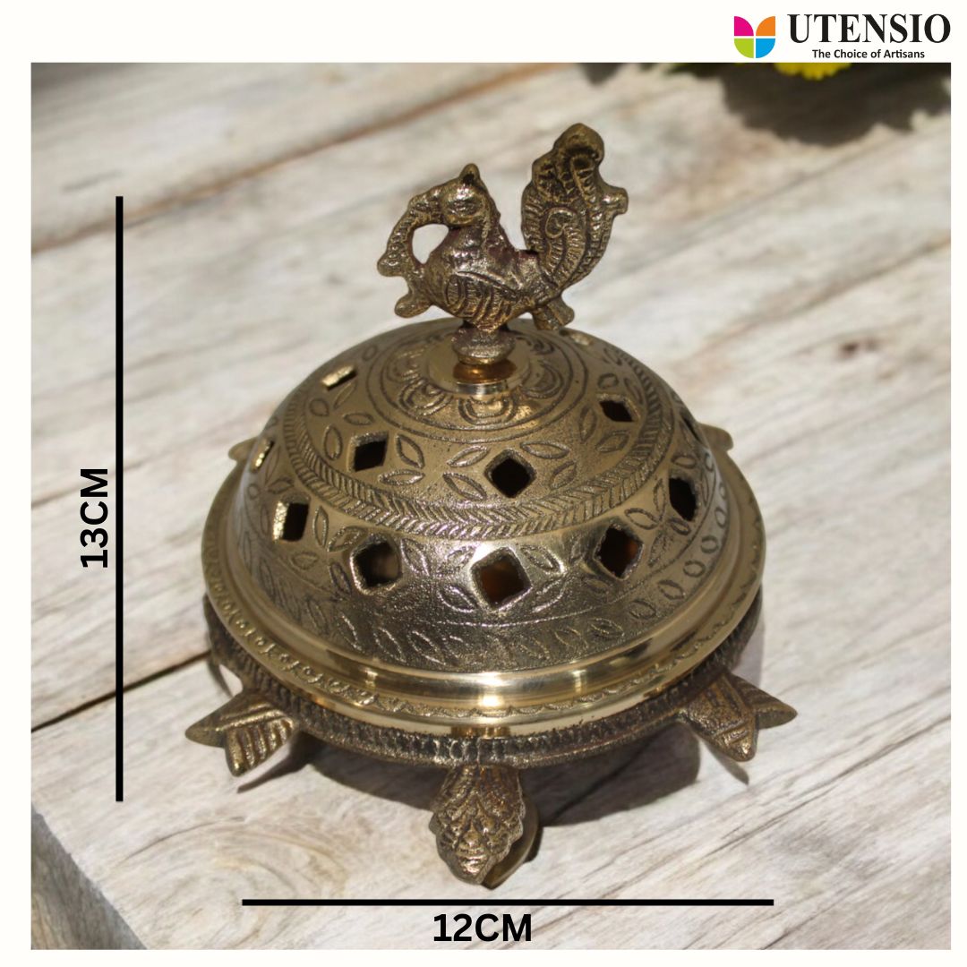 Brass Antique Peacock Dhoop Dani - UTENSIO-THE CHOICE OF ARTISANS