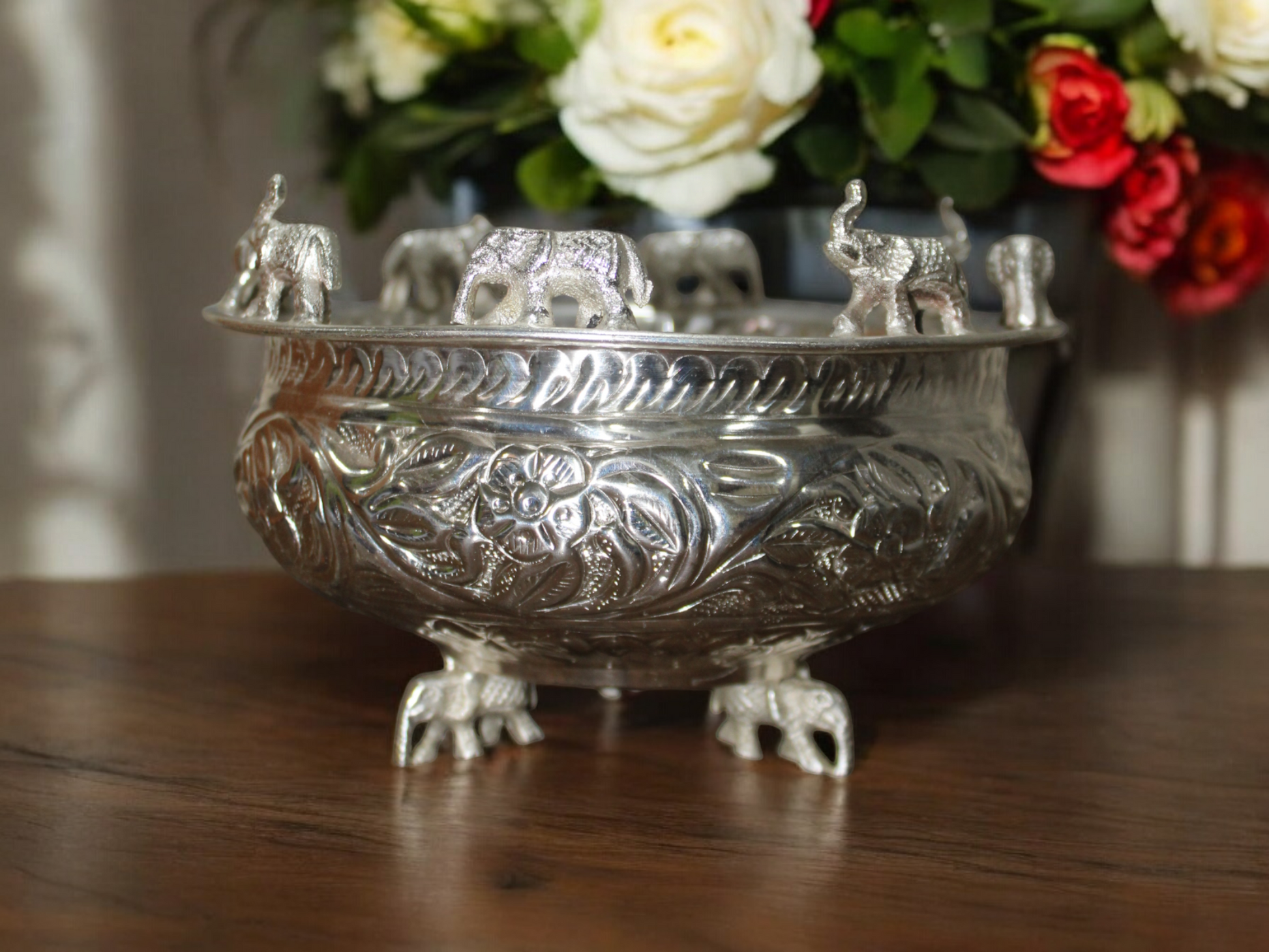 Utensio Brass Silver Coated Urli - UTENSIO-THE CHOICE OF ARTISANS