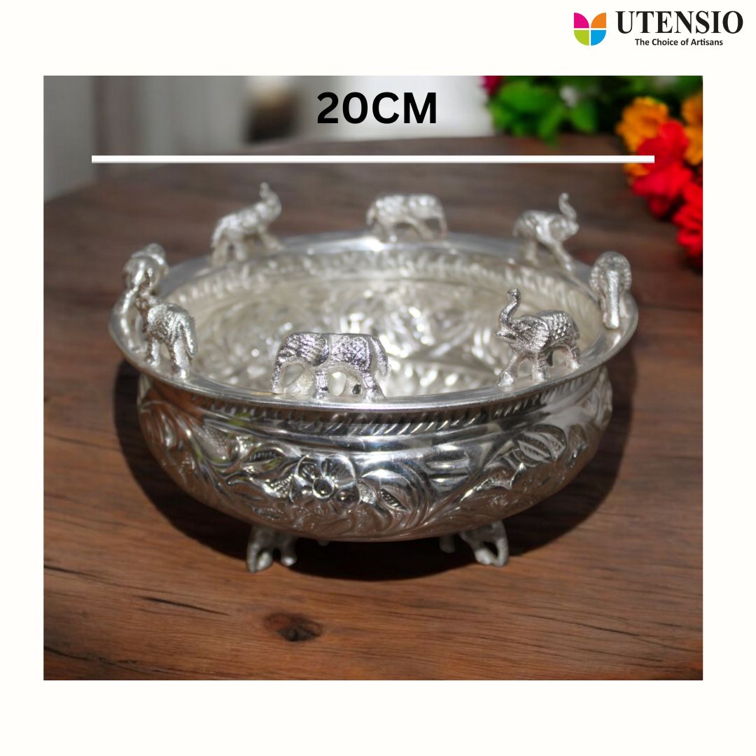 Utensio Brass Silver Coated Urli - UTENSIO-THE CHOICE OF ARTISANS